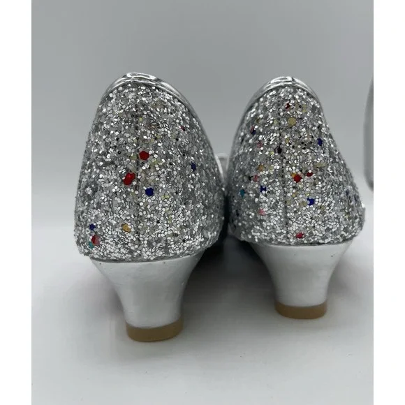 Little Kid Girl Glitter Princess Low Heel Fancy Party Dress Up Shoes Size 10 - Picture 4 of 9